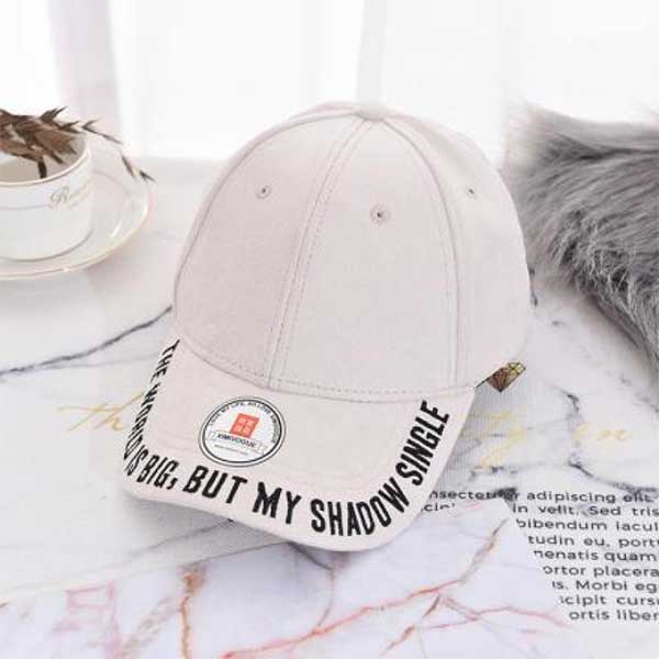 English suede baseball cap (beige) with The World Is Big, My Shadow Is Single Personality