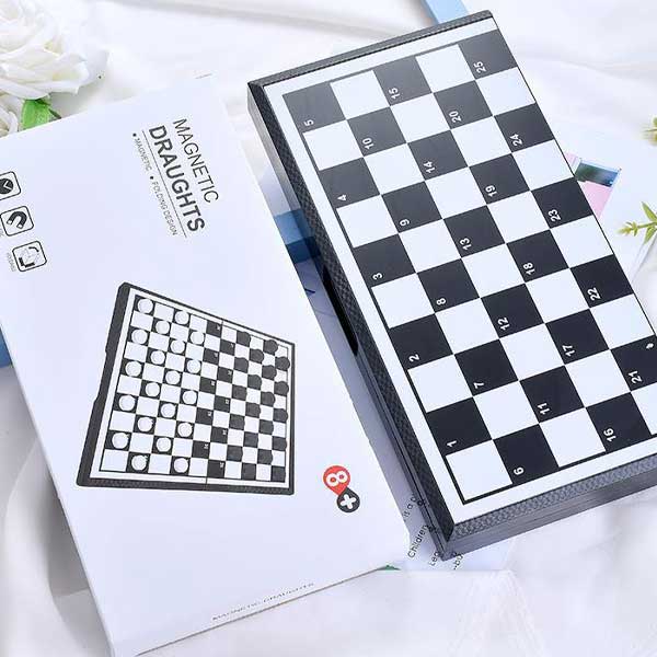  2-in-1 Travel Magnetic Chess & Checkers Board Game Set - 14 Inches Chess board genius game