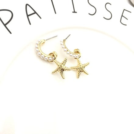 INS Style Golden Starfish Earrings