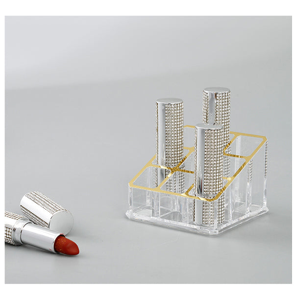 9 Compartments Gold-Plated Plastic Lipstick Organizer