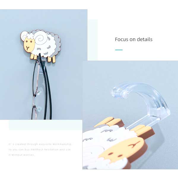 Sheep Shape Self-adhesive Hooks (2 Count)(White)