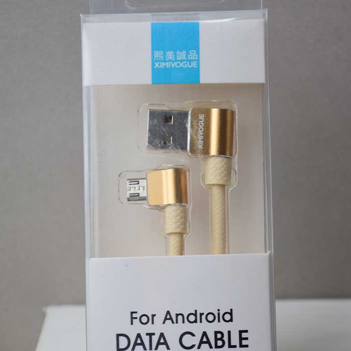 1 meter single right angle knitted Android data cable (golden)