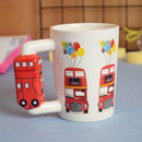 3D bus handle style ceramic mugs