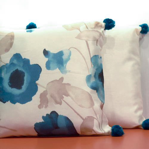 Silk printed Fabric with fancy tassels Sofa Cushion