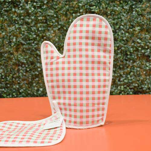 Oven Mitts & Pot holder 2 Pieces Set ( Box Pattern )