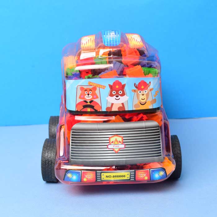Block toy bus red