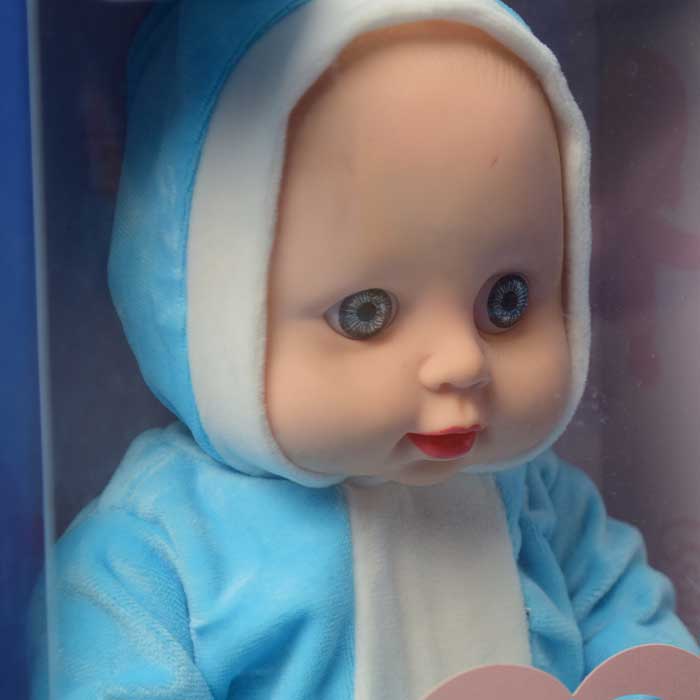 3D Blue Eyes Reborn Baby Doll With Milk Bottle (Blue)