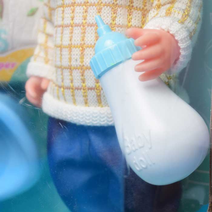 14 Inch 12 Sounds IC Drink Water Pee Baby Doll Boy With Feeding Bottle And Pacifier