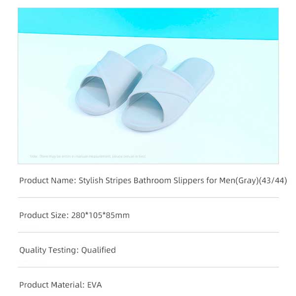 Stylish Stripes Bathroom Slippers for Men(Gray)(43/44)