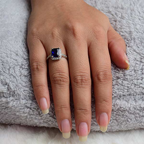 Blue Sapphire Sterling Gold Plated Ring | Party Fashion Jewelry Anniversary Gift (Size 19)