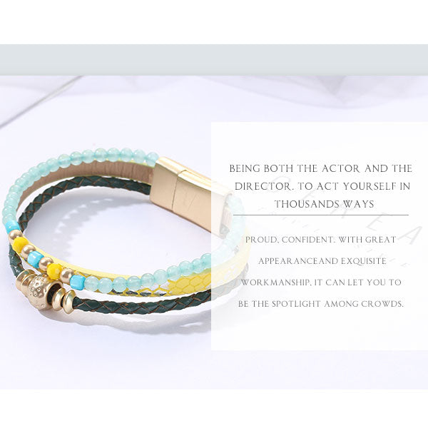 Blue Layered Beads Tassel Bracelet