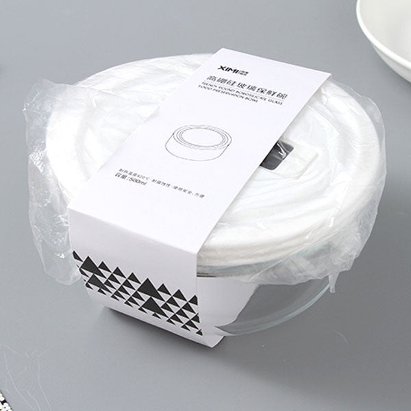 Trendy round borosilicate glass food preservation bowl