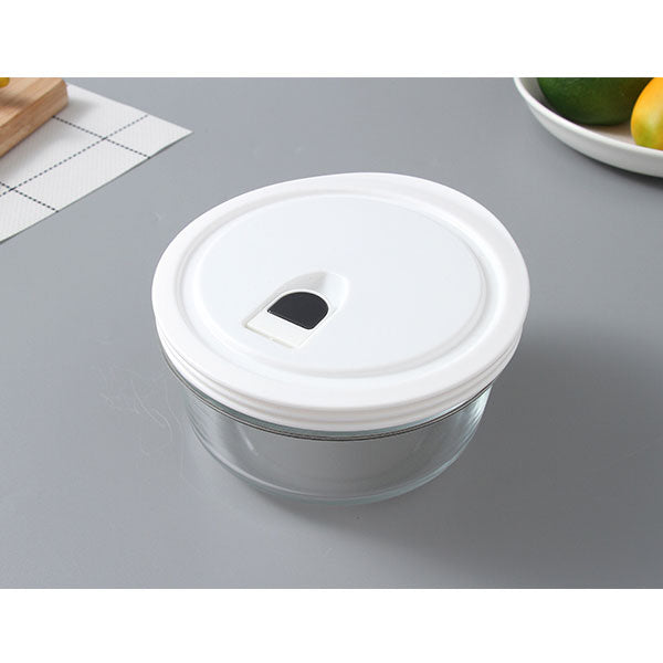 Trendy round borosilicate glass food preservation bowl