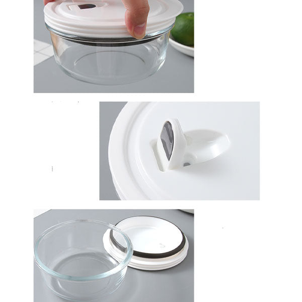 Trendy round borosilicate glass food preservation bowl