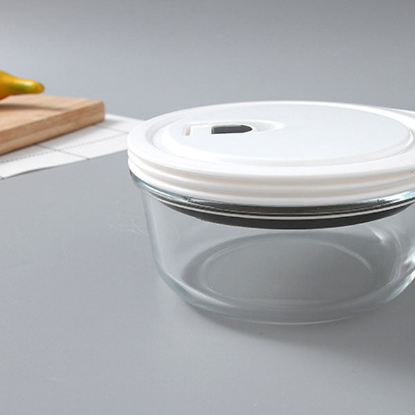 Trendy round borosilicate glass food preservation bowl