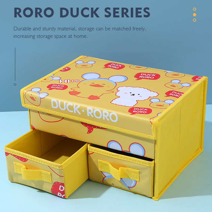 RORO Duck Double Drawers PU Fabric Storage Bin
