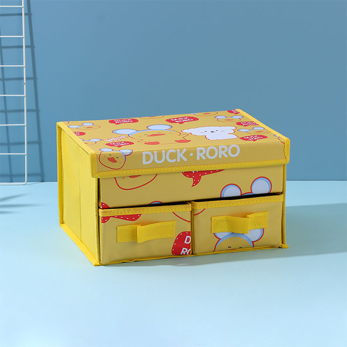 RORO Duck Double Drawers PU Fabric Storage Bin (Yellow)