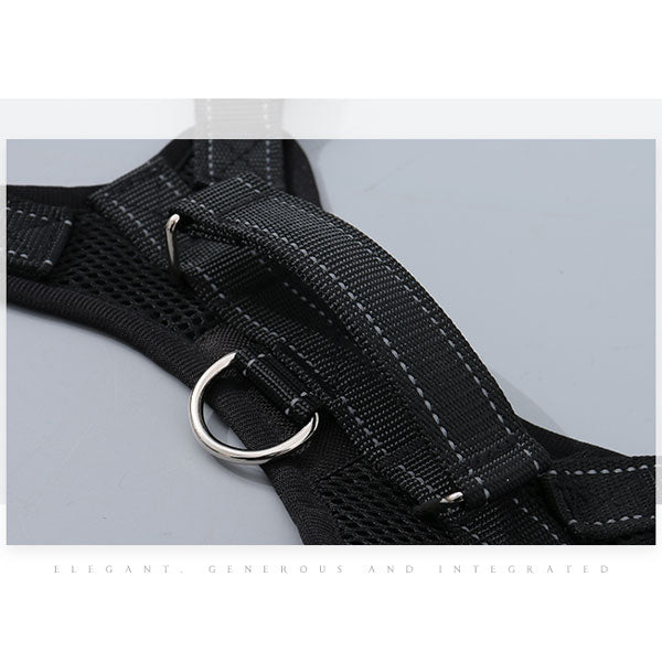 Black Pattern PU Leather Pet Harness