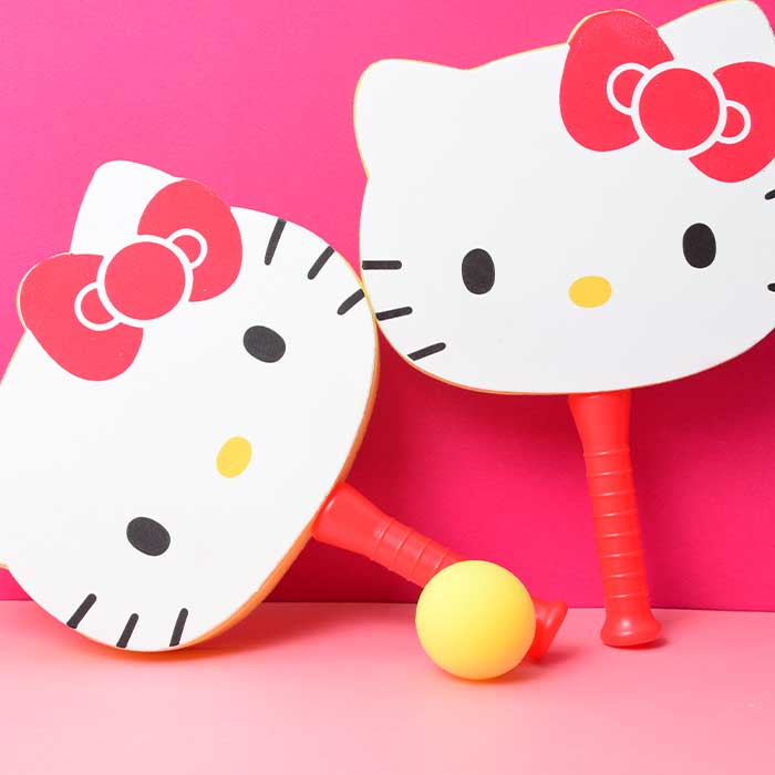Lovely Hello Kitty Cat Shaped Tennis Racket With Balls | Safe Outdoor Beach Play Sport Toy