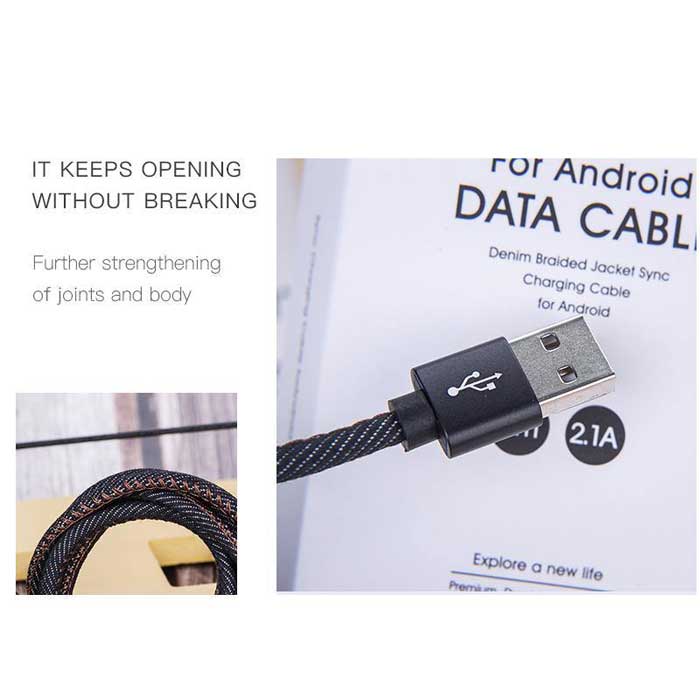 Android denim woven data cable (black)