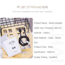 Android denim woven data cable (black)