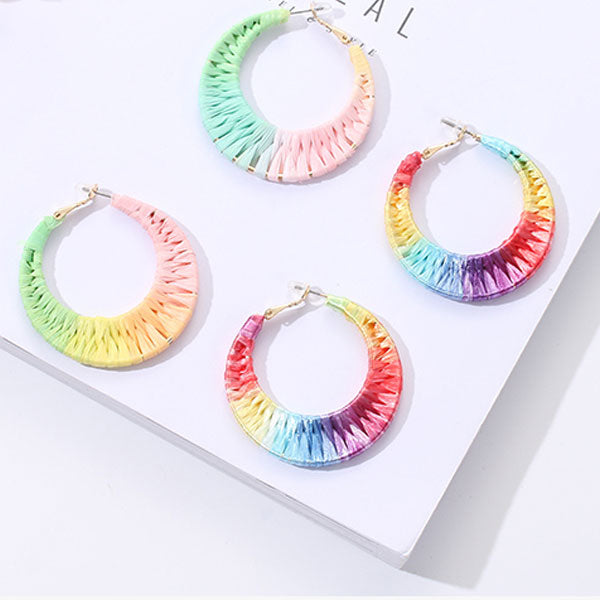Colorful Woven Hoop Earrings