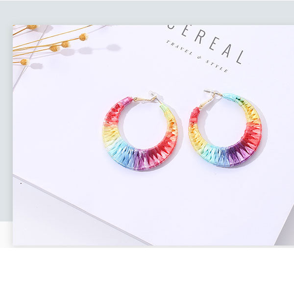 Colorful Woven Hoop Earrings