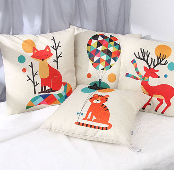 Cotton Linen Throw Pillow (Elephant)
