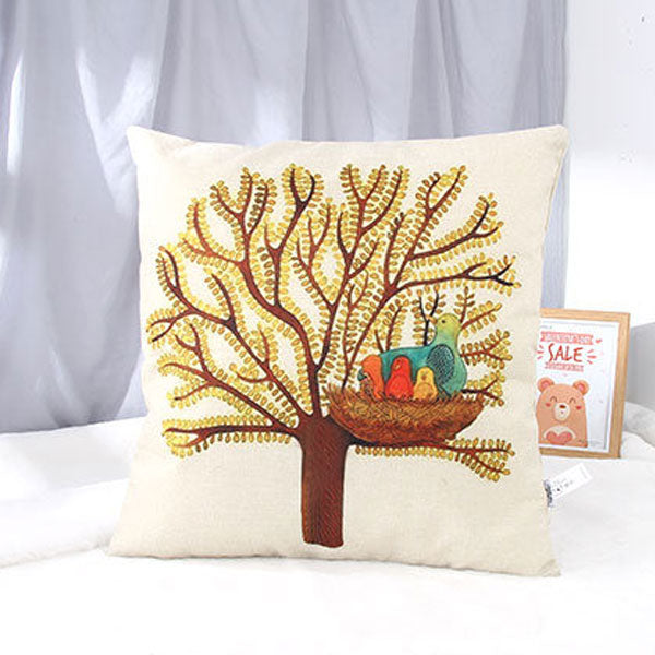Cotton Linen Throw Pillow (Tree&Nest)