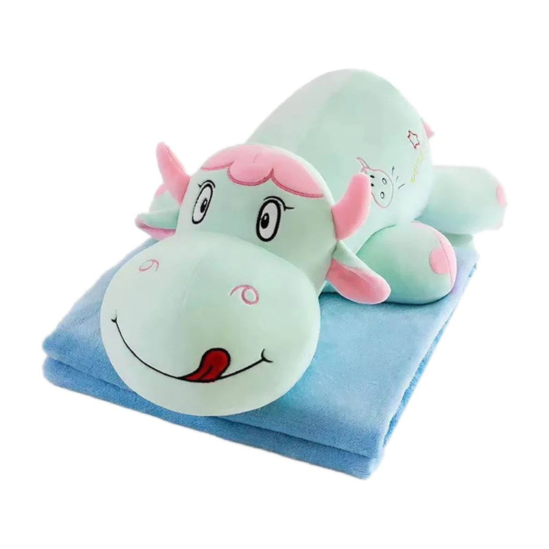 Cute Animal Cartoon Cows Stuffed Plush Toy With Blanket Super Comfortable Soft Toy Children Birthday Present.