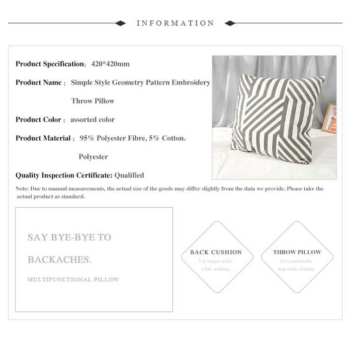 Cushion Cute Geometric Embroidery Pillow For Sofa Bed Simple Home Decorative (Peach/Black) Throw Pillow