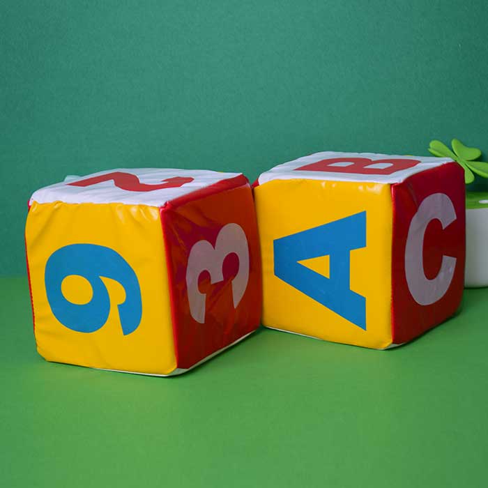 Soft Soccer Ball, Alphabet Cube And Number Cube | Colourful Sound Cubes For Early Learning Kids