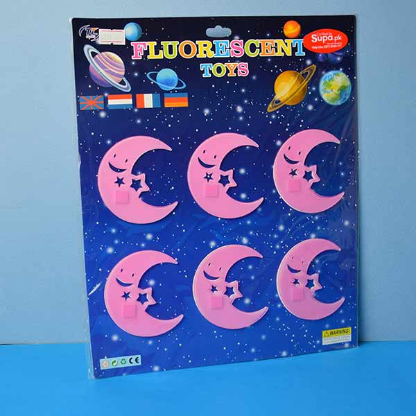 Stick-on Sparkle Fluorescent Glow in The Dark Plastic Wall Sticker, Moon Shape Sticker Toy, Sticker For Kids.