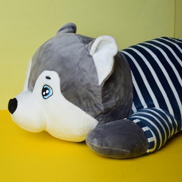Cute Plush Husky Toy Big Size Stuffed Animal Dog Soft Doll Husky Plush With Blanket Kids Toys Birthday Gift.