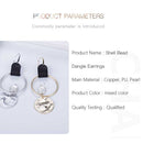 Handmade Shell Bead Dangle Earrings 100% Real Material 