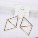 Simple Women Double Triangle Hollow Pendant - Ear Stud Earrings Jewelry