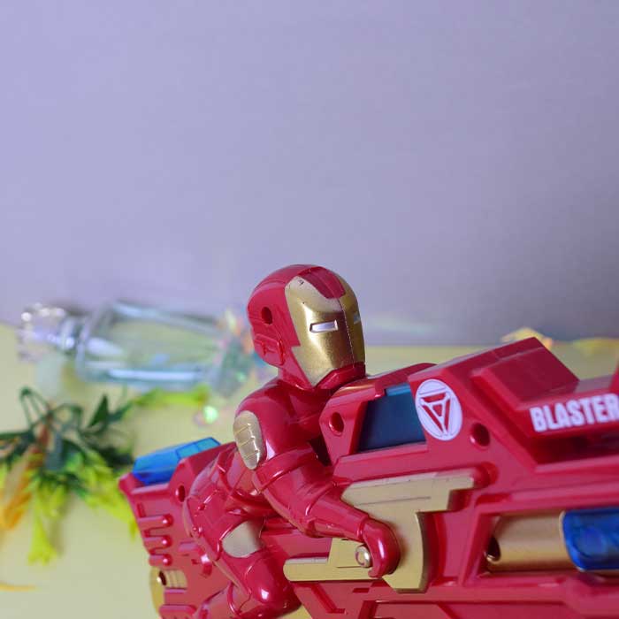 Electric Impact Iron Man Gun With Vocal Cord | Glow In The Dark Battery Operated