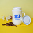 WhatsApp, Facebook, Instagram, YouTube Emoji Mug, Logo Marked White Color Ceramic Coffee Mug with Mirror Lid. (Price For 1 Piece)