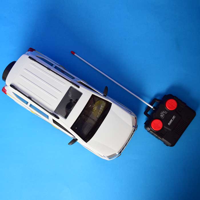 Four Way Simulation Toyota Remote Control Car White - RC Remote Control Telescoping Antenna