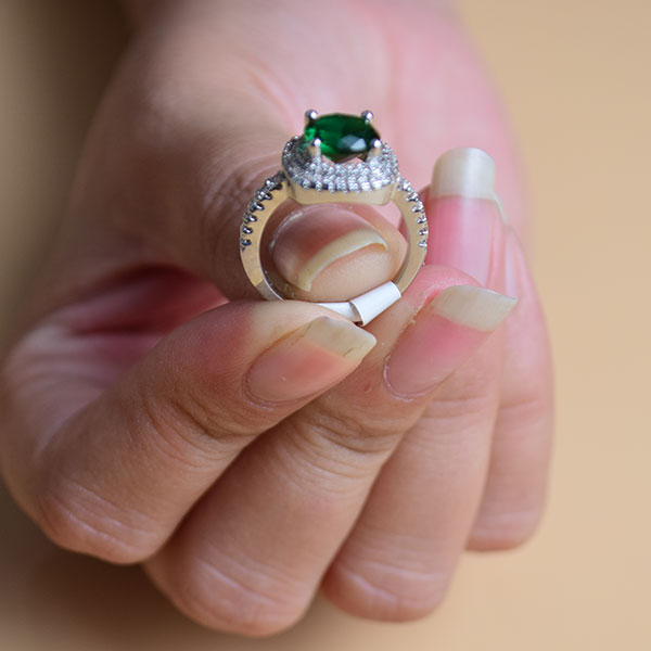 Cushion Cut Designer Halo Ring | Green Sapphire & Round Diamond Ring (S 16)