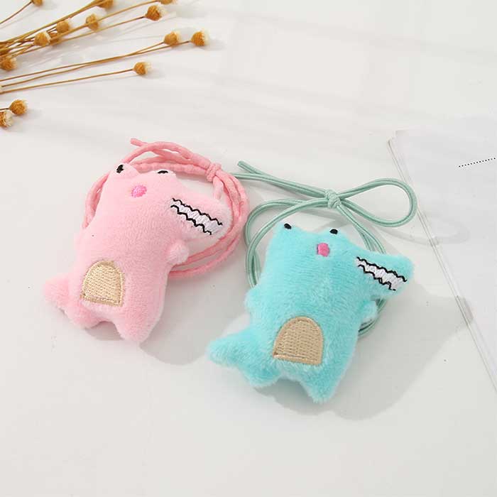 Cute Little Dinosaur Children's Rubber Band For Hairs With Pink Color And Blue Color And Safe Packaging