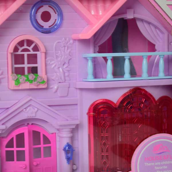 Pretty Girl Doll House In A Villa Style With Music & Light | Happy Family Doll House
