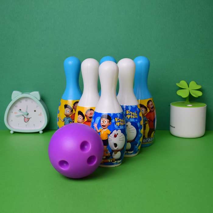Multicolor Plastic Doraemon Bowling Set For Kids | Training For Children Outdoor Entertainment Sports