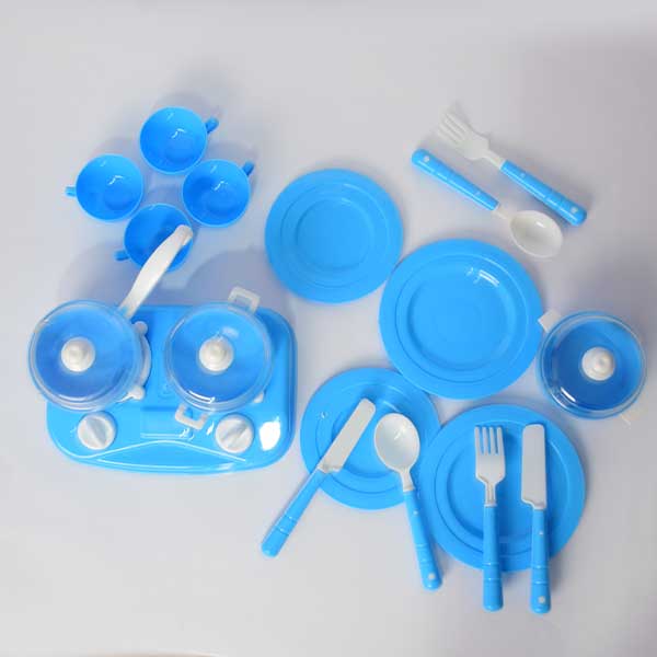 Kitchen Set For Girls Kids 15 PCS - Little Kitchen Chef Stove Set with Pots and Pans -Pink & Blue