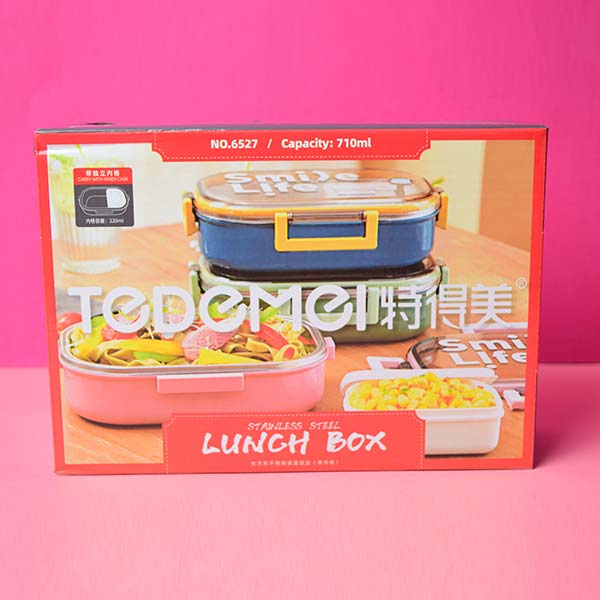 Stainless Steel Lunch Box with Plastic Condiment Box for Kids & Adults, Leak Proof Air Tight Food Storage Container.(Price For 1 Piece)