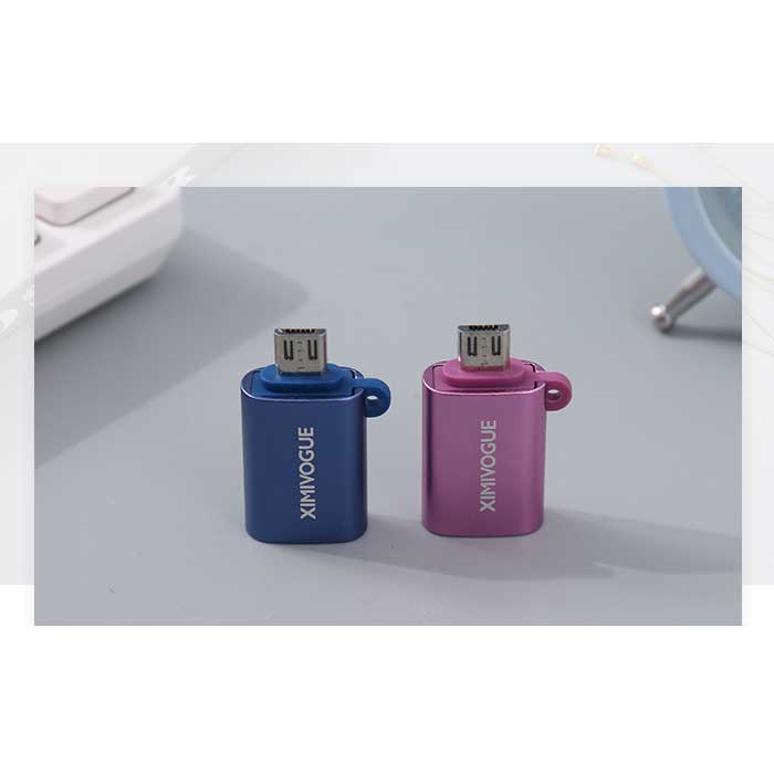 Micro-USB to USB converter includes an OTG adapter  Purpel (rose violet)