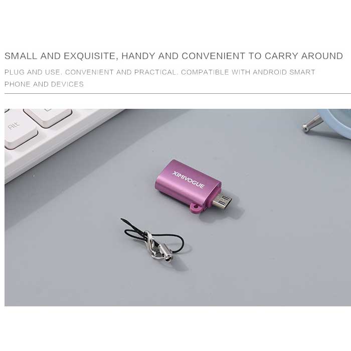 Micro-USB to USB converter includes an OTG adapter  Purpel (rose violet)