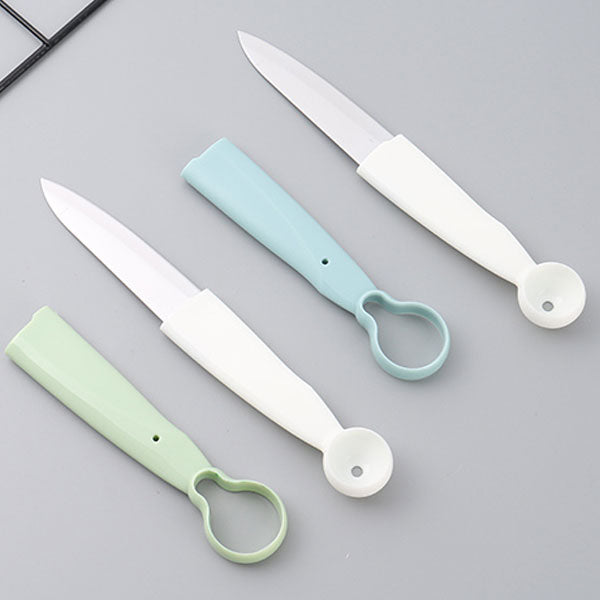 Multi-Purpose Ceramic Paring Knife with Pit Remover