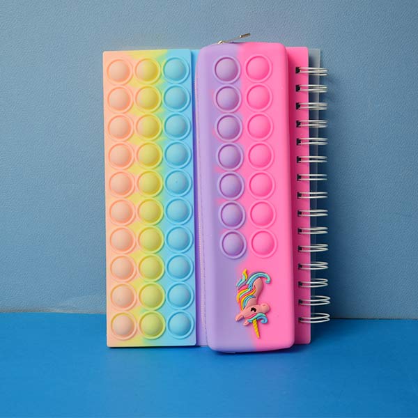 Prezzie Villa Pop-it Notebook With Attached Pop it Pouch on Top, Pop-it Diary & Pouch Stress Relief Toy, Push it Bubble Toy Writing Book for Kids Girls And Boys.