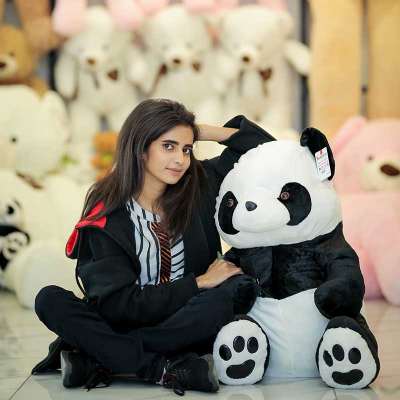 Vivid Funny Panda with Bamboo Leaves Plush Toy | Birthday Gift Soft Cartoon Stuffed Animals -75cm
